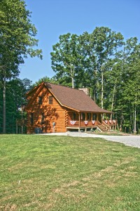 Front View of Log Cabin