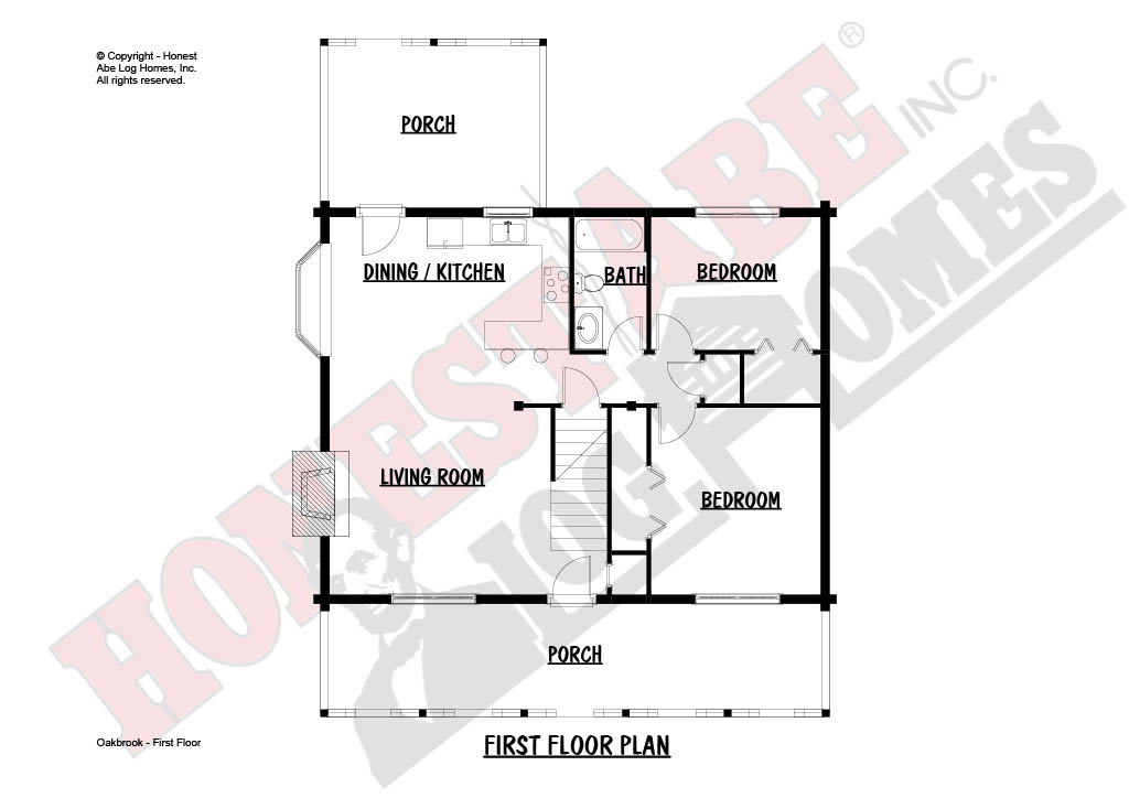 Oakbrook-Log-Home-First-Floor-Plan