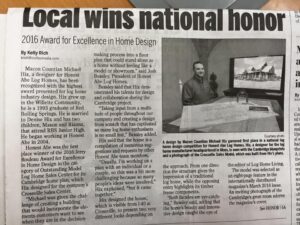 Honest Abe designer Michael Hix was featured in the Macon County Times for his role in Honest Abe's national award for design of the Cambridge floor plan used to build the Crossville, Tenn., Honest Abe Model Home.
