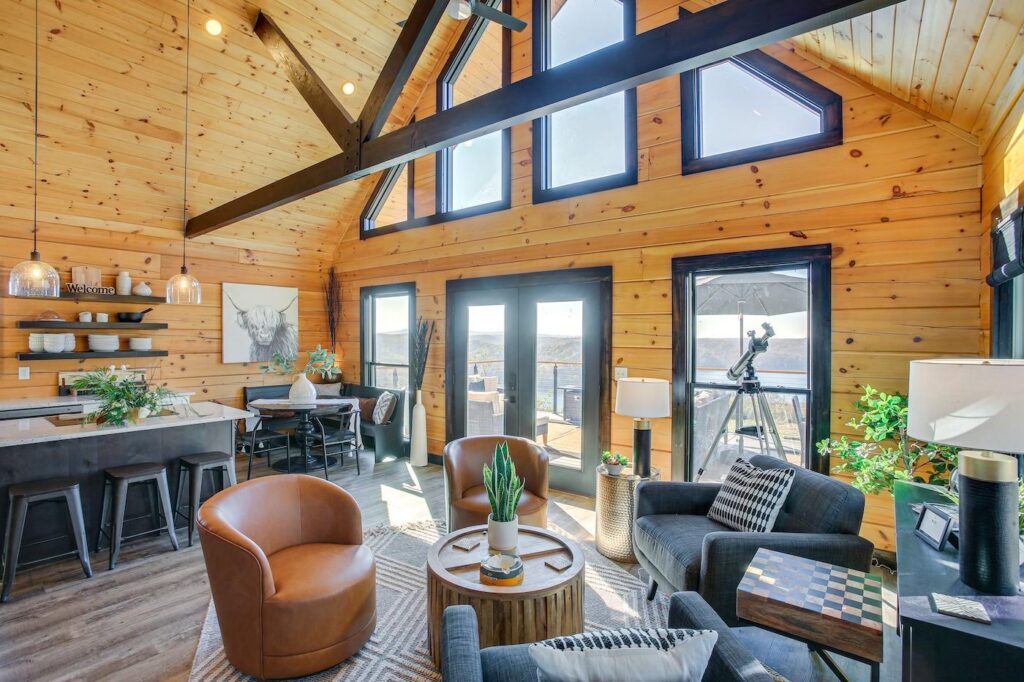 Cabin on Pointe Great Room Log Home Plans