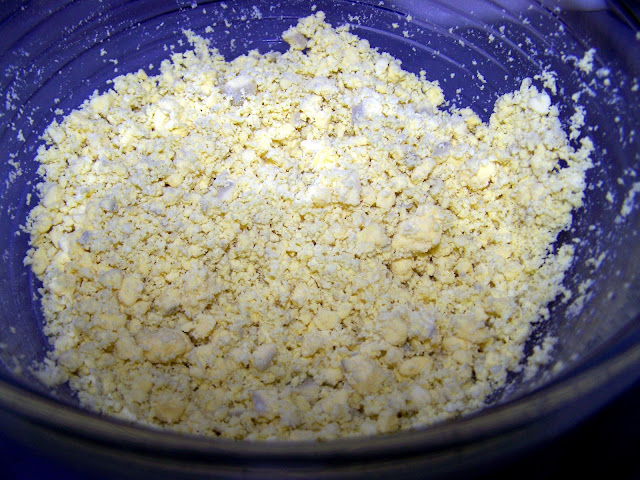chopped boiled eggs in a clear glass bowl